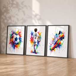 Personalised Football Decor - Boys Bedroom Poster Prints, Kids Soccer Wall Art Set Of 3 - thumbnail 2