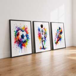 Personalised Football Decor - Boys Bedroom Poster Prints, Kids Soccer Wall Art Set Of 3