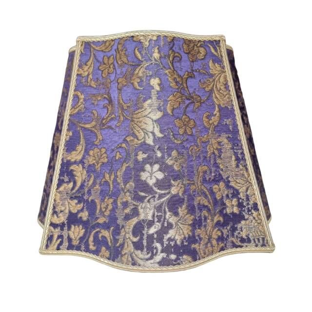 Fancy Square Lampshade Rubelli Fabric Silk Jacquard Blue-Purple & Gold Les Indes Galantes Pattern - Made in Italy - image 1
