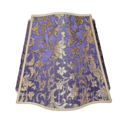 Fancy Square Lampshade Rubelli Fabric Silk Jacquard Blue-Purple & Gold Les Indes Galantes Pattern - Made in Italy