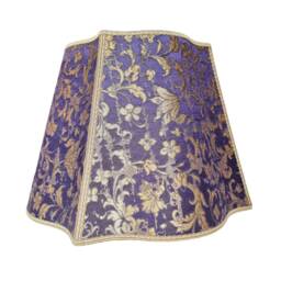 Fancy Square Lampshade Rubelli Fabric Silk Jacquard Blue-Purple & Gold Les Indes Galantes Pattern - Made in Italy - thumbnail 2