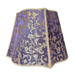 Fancy Square Lampshade Rubelli Fabric Silk Jacquard Blue-Purple & Gold Les Indes Galantes Pattern - Made in Italy - thumbnail 3