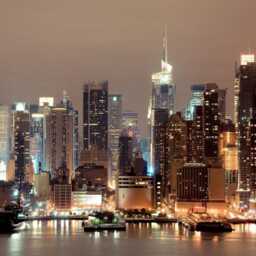New York At Night Wall Mural Bedroom Wall Decor Customizable Wallpaper Architectural Mural Night Photo - thumbnail 2