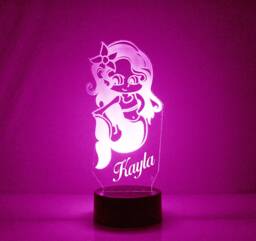 Mermaid Light Up, Custom Engraved Night Light, Personalized Free, 16 Color Options With Remote Control, Desk Lamp