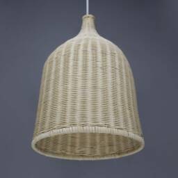 "Rattan Basket Pendant Light, Rustic Lighting Fixture, Lampshade Size W11.8"" By H15.7" - thumbnail 2