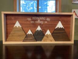Framed The Mountains Are Calling 3D Mountain Range Wall Art Cabin Decor Rustic Home Decoration