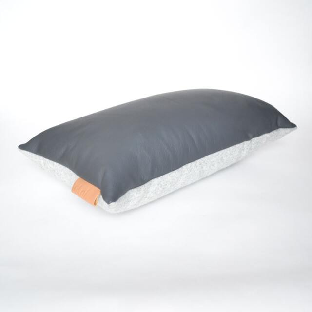 Decorative Designer Grey Leather & Felt Wool Scatter Cushion/Pillow Cover - image 1