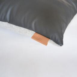 Decorative Designer Grey Leather & Felt Wool Scatter Cushion/Pillow Cover - thumbnail 2