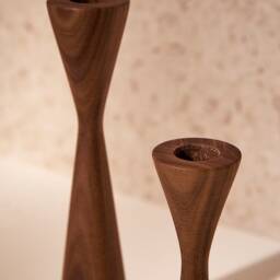 Bishop Walnut Set Of 2 Handturned Wood Candlestick Candle Holder Minimalist Scandinavian Mid Century Modern Slow Design Hygge Simple - thumbnail 2