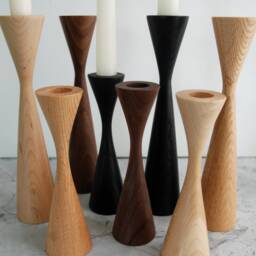 Bishop Walnut Set Of 2 Handturned Wood Candlestick Candle Holder Minimalist Scandinavian Mid Century Modern Slow Design Hygge Simple - thumbnail 4