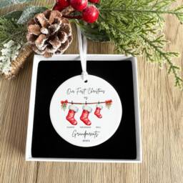 First Christmas As Grandparents Bauble, Personalised Keepsake Tree Decoration - thumbnail 4