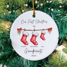 First Christmas As Grandparents Bauble, Personalised Keepsake Tree Decoration - thumbnail 3