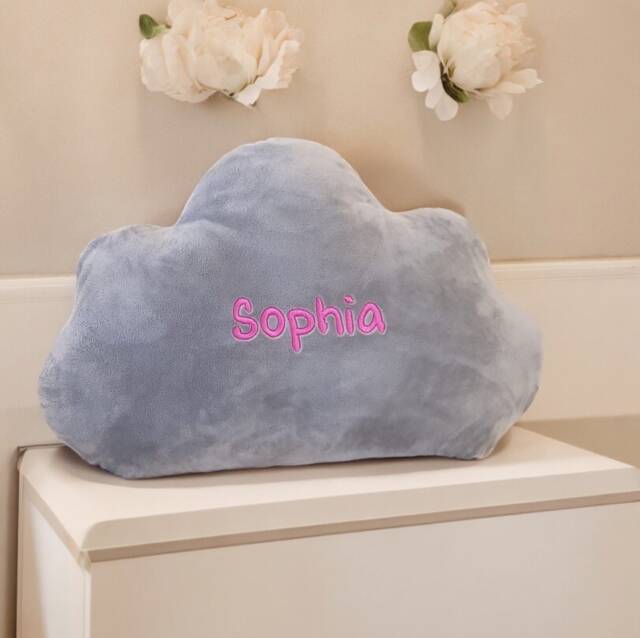 Personalised Cloud Cushion, Velvet Customised Star Shaped Customised Shape Grey, Pink, Blue - image 1