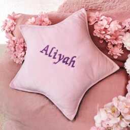 Personalised Cloud Cushion, Velvet Customised Star Shaped Customised Shape Grey, Pink, Blue - thumbnail 4
