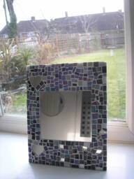 Stained Glass Mosaic Mirror Handmade With Heart Details, Self Standing - thumbnail 1