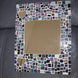 Stained Glass Mosaic Mirror Handmade With Heart Details, Self Standing - thumbnail 3