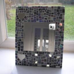 Stained Glass Mosaic Mirror Handmade With Heart Details, Self Standing - thumbnail 2