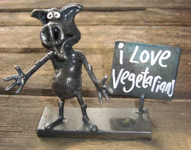 Vegetarian Pig Sculpture Made From Recycled Steel - image 1