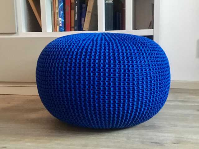 Crochet Navy Blue Pouf, Large Ultramarine Cushion, Blue Pouf Chair, Knit Floor Stuffed, Available in 15 Sizes & 37 Colors - image 1