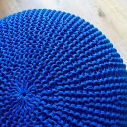Crochet Navy Blue Pouf, Large Ultramarine Cushion, Blue Pouf Chair, Knit Floor Stuffed, Available in 15 Sizes & 37 Colors - thumbnail 2