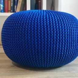 Crochet Navy Blue Pouf, Large Ultramarine Cushion, Blue Pouf Chair, Knit Floor Stuffed, Available in 15 Sizes & 37 Colors - thumbnail 4
