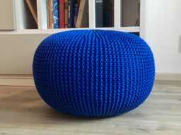 Crochet Navy Blue Pouf, Large Ultramarine Cushion, Blue Pouf Chair, Knit Floor Stuffed, Available in 15 Sizes & 37 Colors