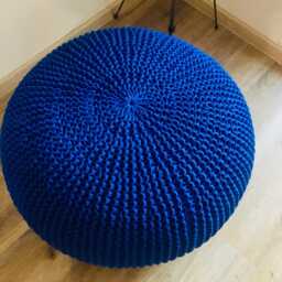 Crochet Navy Blue Pouf, Large Ultramarine Cushion, Blue Pouf Chair, Knit Floor Stuffed, Available in 15 Sizes & 37 Colors - thumbnail 3