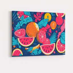 Bold Tropical Citrus & Watermelon Pop Art Canvas Wall Print Decor Picture Ready To Hang - thumbnail 4