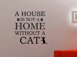 A House Is Not Home Without Cat Quote Wall Decal Pet Lover Saying Vinyl Sticker Paw Art Interior Decoration Living Room Bedroom Decor 20Qz - thumbnail 1