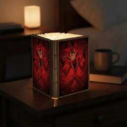 Alastor Hazbin Hotel Book Lamp, Radio Demon Folding Wood Light, Anime Reading Lover Gift, Room Decor - thumbnail 2