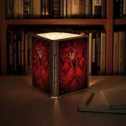 Alastor Hazbin Hotel Book Lamp, Radio Demon Folding Wood Light, Anime Reading Lover Gift, Room Decor - thumbnail 3