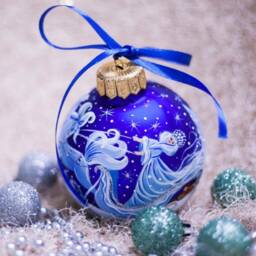The Snow Queen Christmas Ornament Hand Painted, Custom Glass Holiday Queen, Personalized Baby Gift, Unique Gift - thumbnail 2