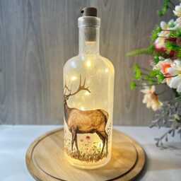 Deer Bottle Lamp With Led Lights, Decorative Light Up , Home Decor - thumbnail 2