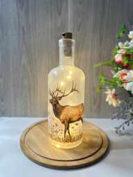 Deer Bottle Lamp With Led Lights, Decorative Light Up , Home Decor - thumbnail 1
