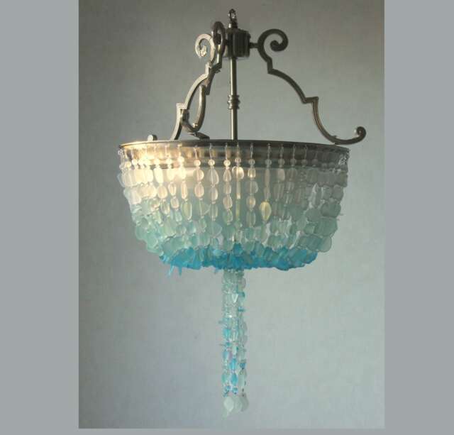 Sea Glass Chandelier Ombre Semi-Flush Coastal Decor Beach Ceiling Fixture The Caroline Sound - image 1