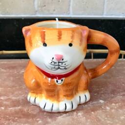 Candle Jasmine Scented Soy Wax Aroma Therapy in Brown Cat Coffee Mug - thumbnail 2