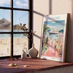 Nassau Travel Poster, Print, Caribbean Art Gift, Wall Art, Decor - thumbnail 2