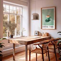 Coffee Time Poster Print, Retro Cafe Wall Art, Latte Art Kitchen Decor, Minimalist Bar Artwork, Unframed Mid Century Style - thumbnail 3