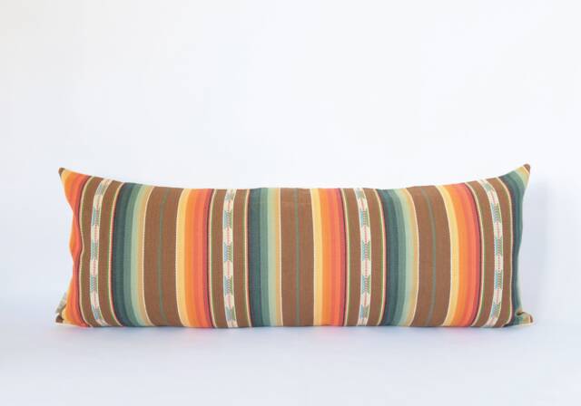 Natural Canvas Lumbar Pillow - Orange - image 1