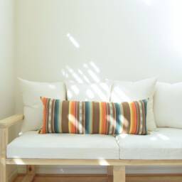 Natural Canvas Lumbar Pillow - Orange - thumbnail 2