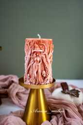 Handmade Halloween Witch & Skulls Candle Soy Beeswax Blend - thumbnail 1