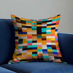 Color Block Cushion Cover, Bold Pixel Art Throw Pillow Case in Bright Multicolor, 18x18 - thumbnail 3