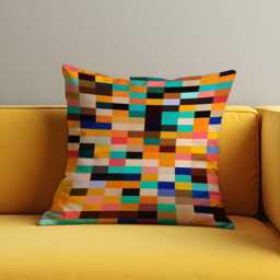 Color Block Cushion Cover, Bold Pixel Art Throw Pillow Case in Bright Multicolor, 18x18 - thumbnail 2