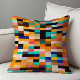 Color Block Cushion Cover, Bold Pixel Art Throw Pillow Case in Bright Multicolor, 18x18 - thumbnail 4