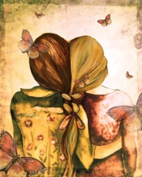 Sister Art Print, Two Sisters, Butterfly Art, Custom Quote - thumbnail 1