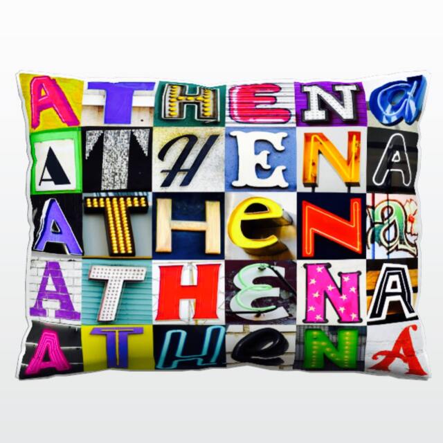 Athena Personalized Pillow Featuring Photos Of Sign Letters Custom Couch Cushions Colorful Pillows Photo Pillow Sofa Pillows