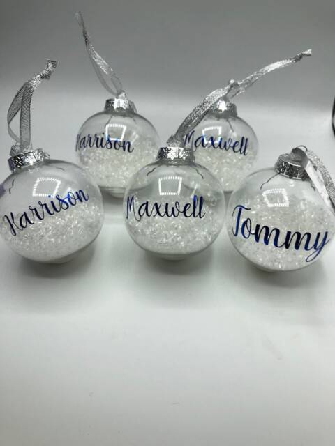 Personalised Christmas Bauble, First Christmas, Custom Memorial Tree Decoration, Ornament Gift - image 1