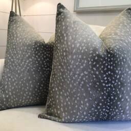 Antelope By Lee Industries-Chenille Pillow Cover in Stone With Velvet Or Antelope Backg - thumbnail 3