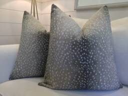 Antelope By Lee Industries-Chenille Pillow Cover in Stone With Velvet Or Antelope Backg