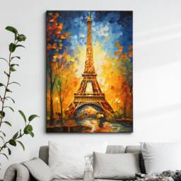 Eiffel Tower Paris France Starry Night Painting Van Gogh Wall Art, Framed Canvas Poster Print, Home Kitchen Office Room Decor, Gifts - thumbnail 1